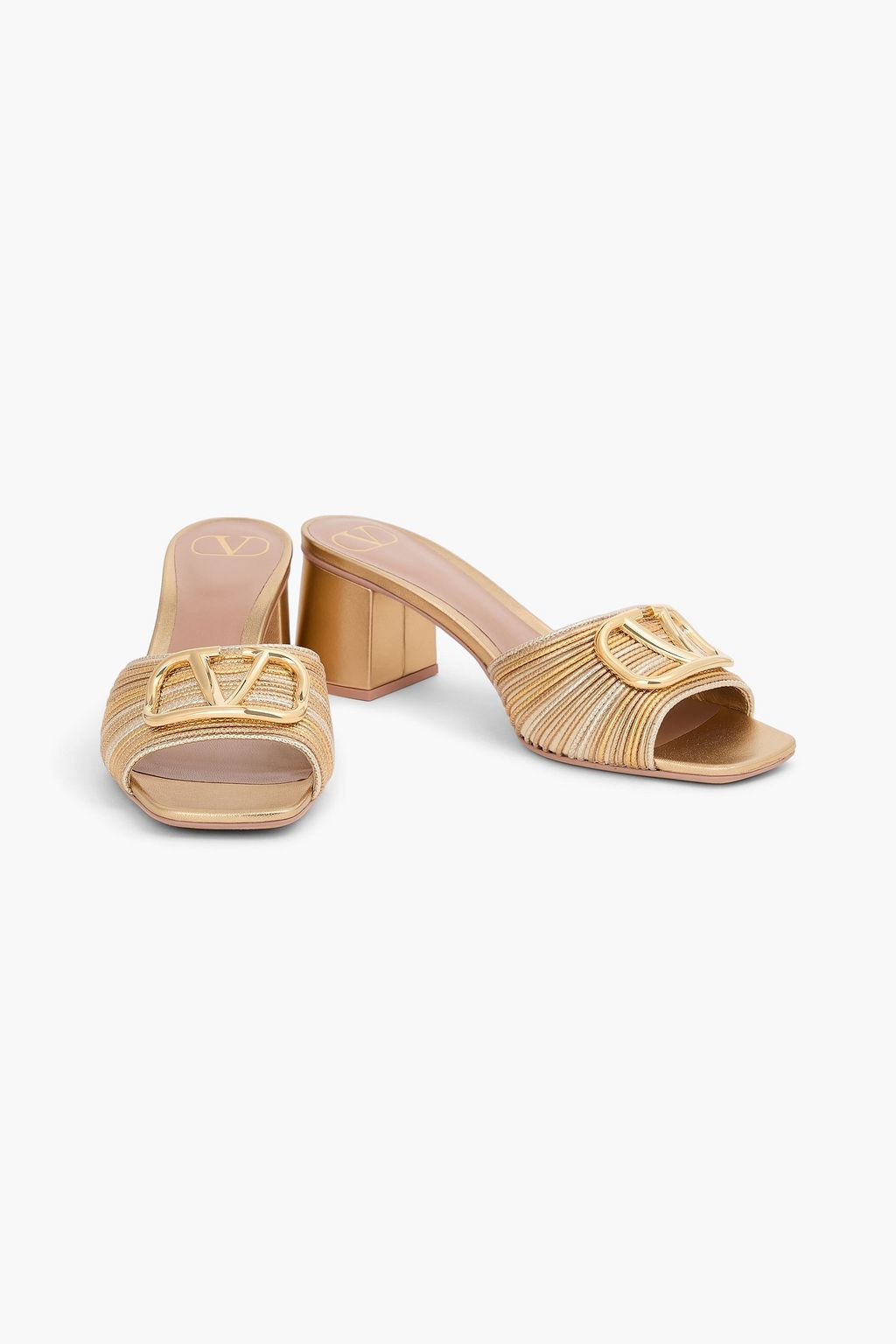 VALENTINO GARAVANI VLOGO Mules aus Metallic-Leder