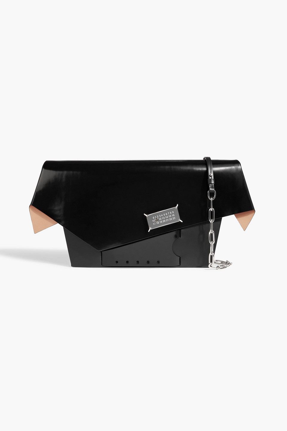 Maison Margiela Snatched Classique Glossed-leather Clutch In Black