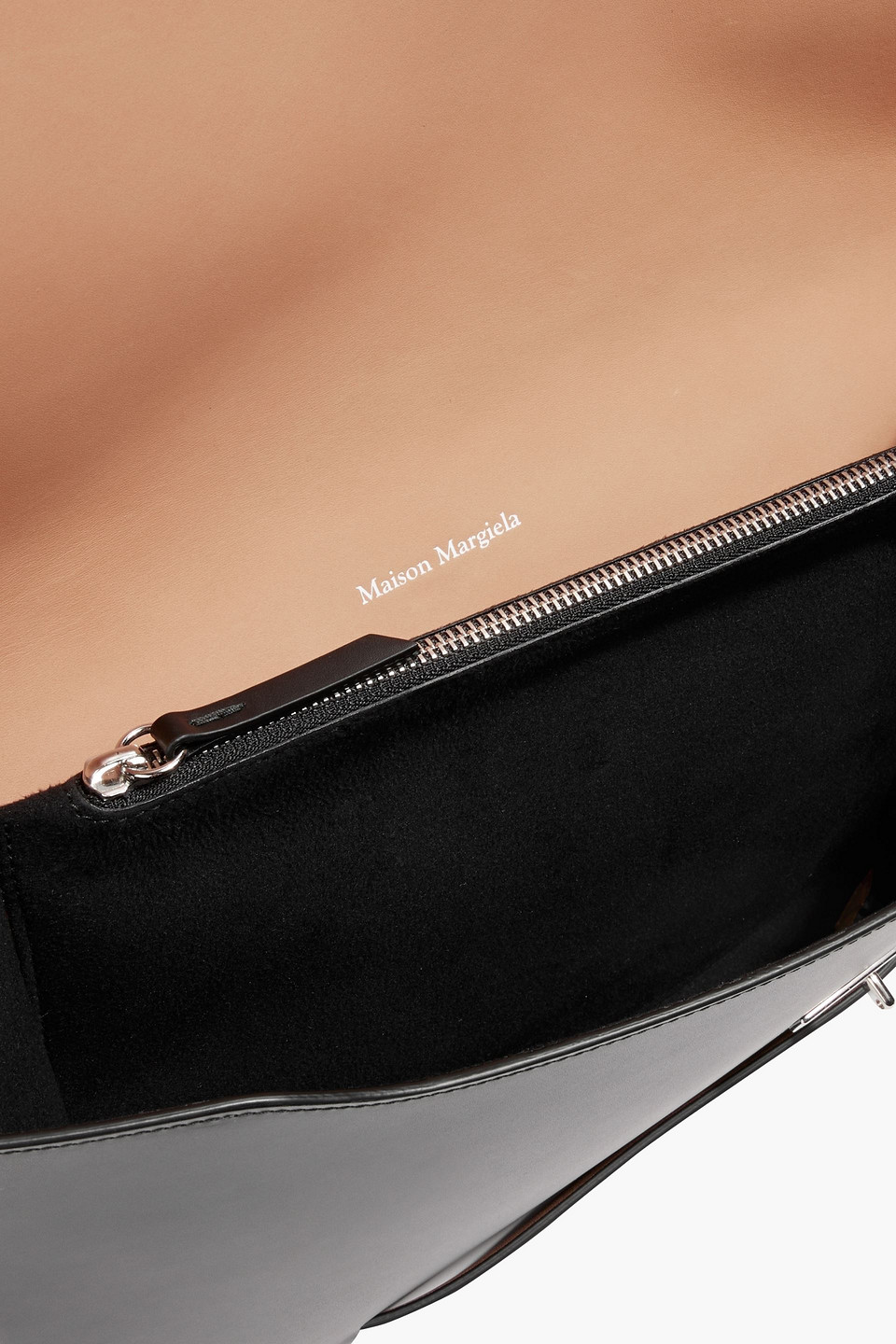 Maison Margiela Snatched Classique Glossed-leather Clutch In Black