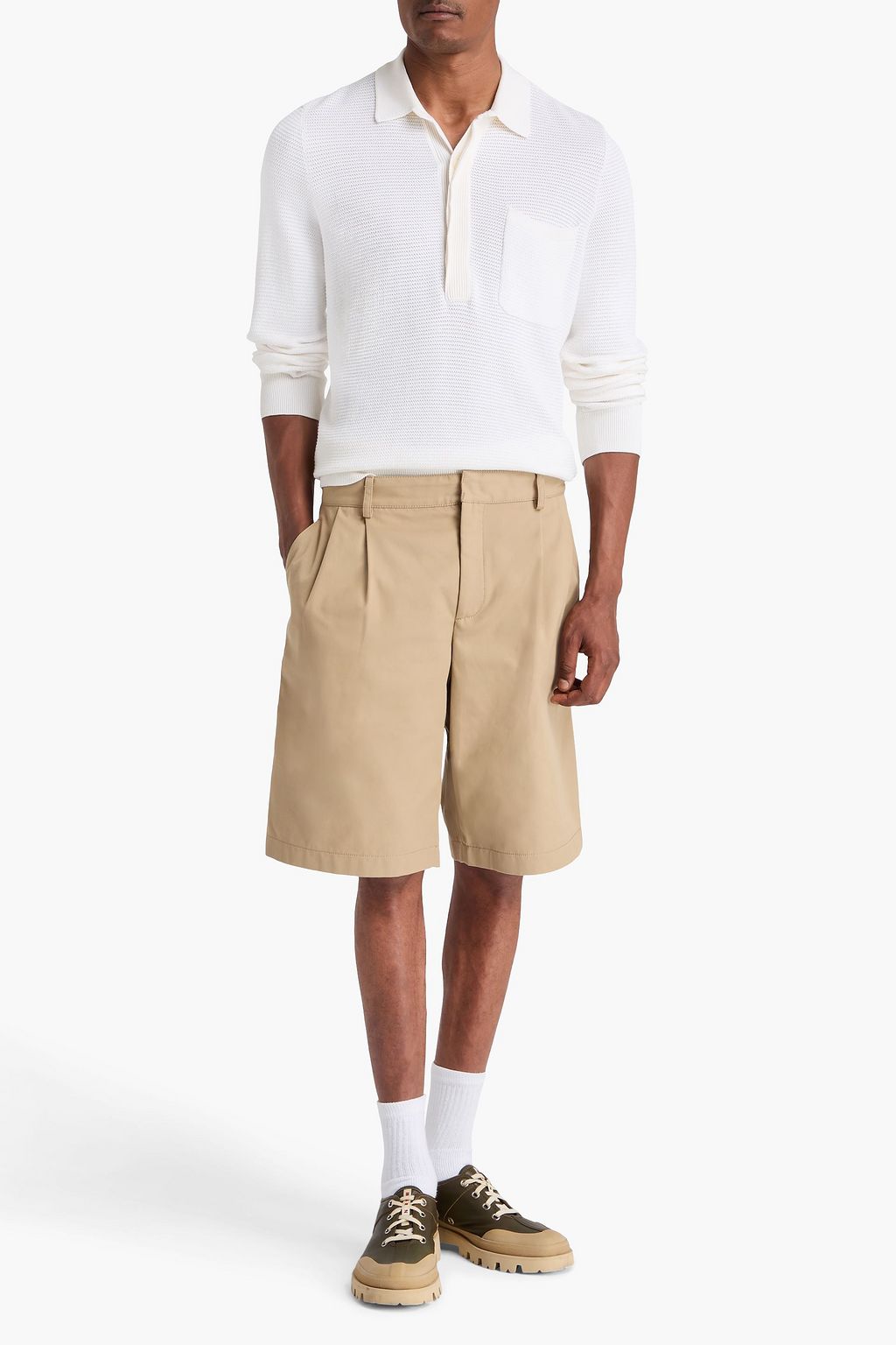 TOD'S شورت شينو مصنوع من التويل مزين بكسرات