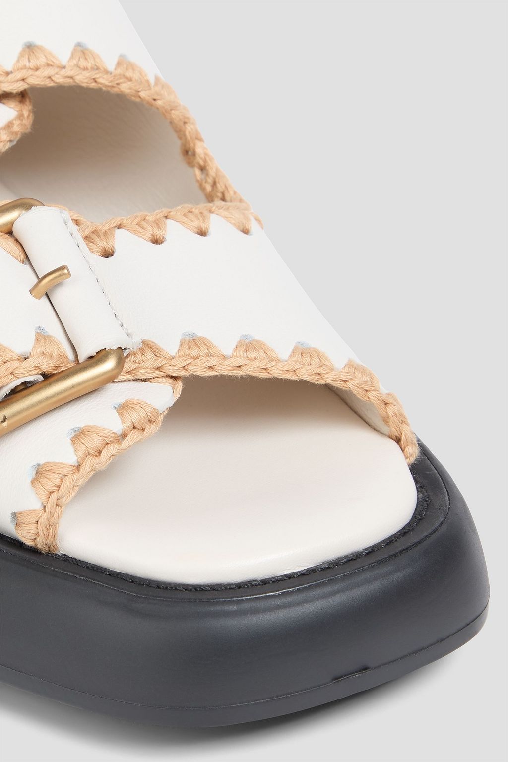 TOD'S レザー スリングバックサンダル かぎ針編みトリム