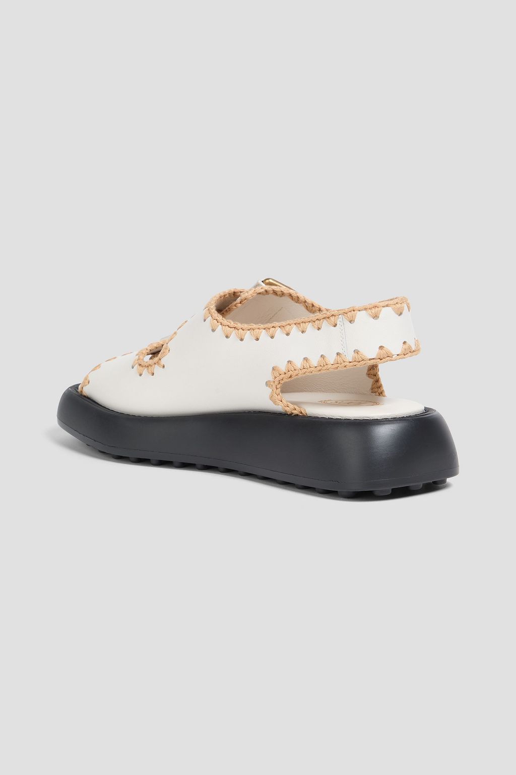 TOD'S レザー スリングバックサンダル かぎ針編みトリム
