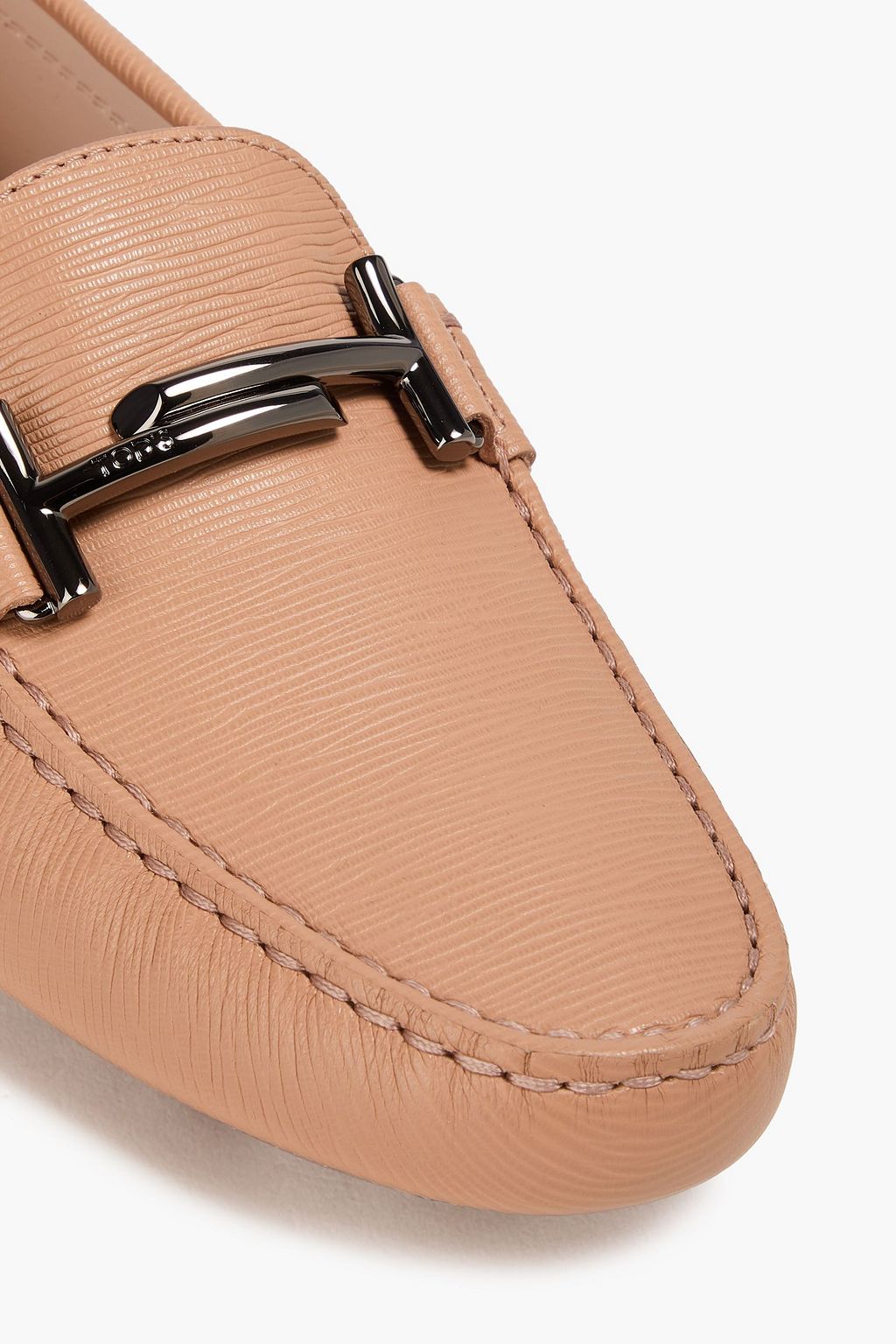 TOD'S Double T テクスチャードレザー ローファー