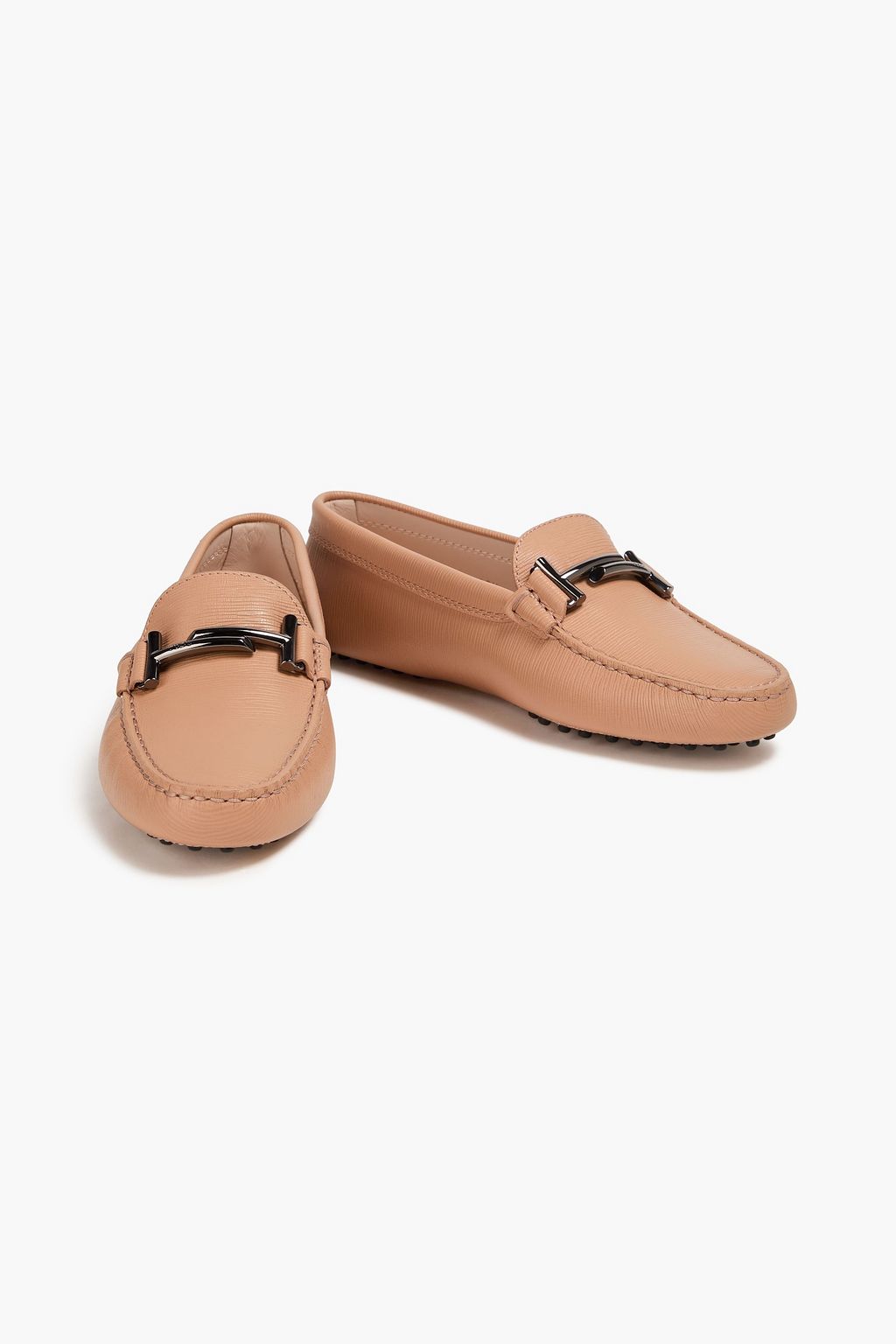 TOD'S Double T テクスチャードレザー ローファー