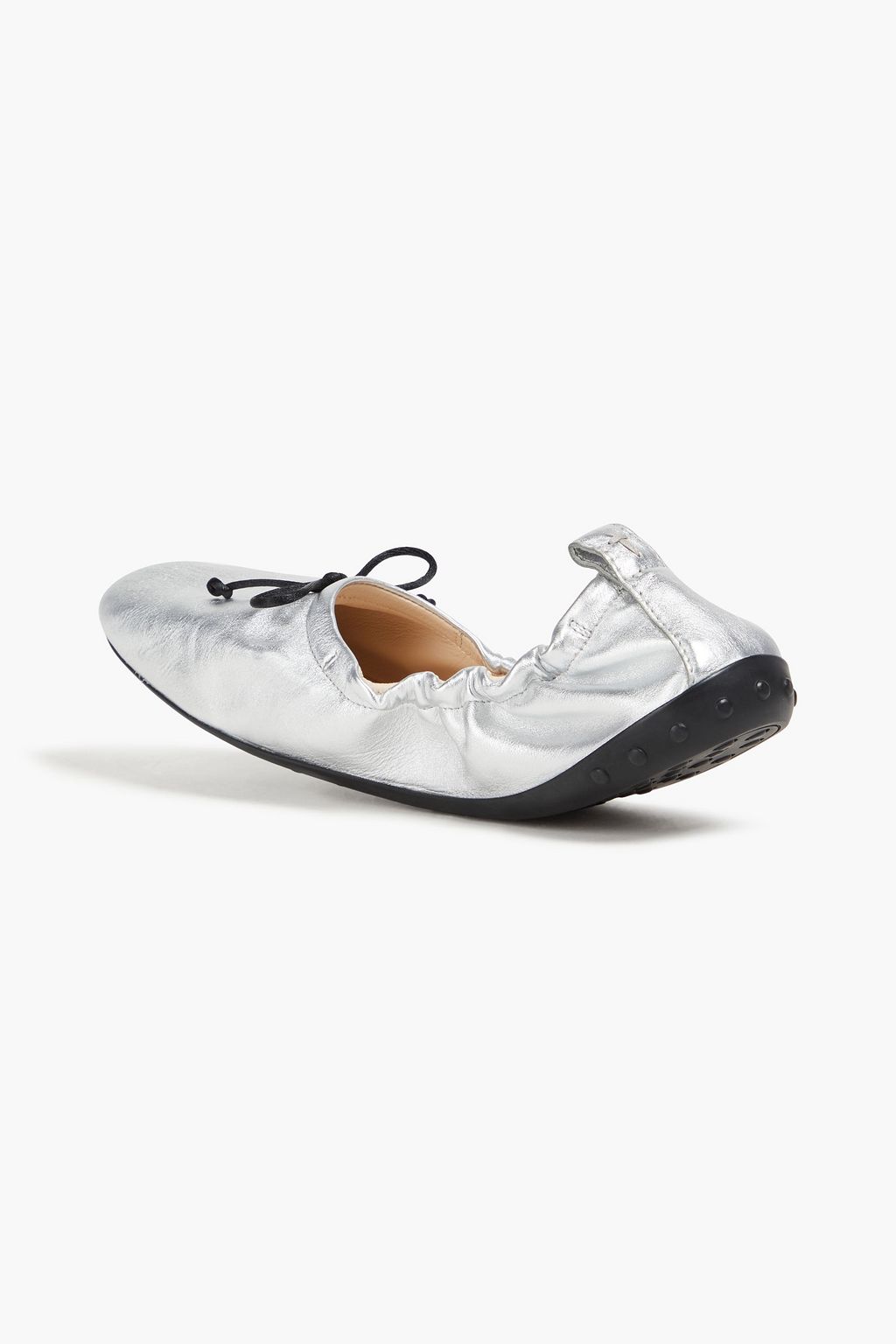 TOD'S レザー バレリーナシューズ メタリック