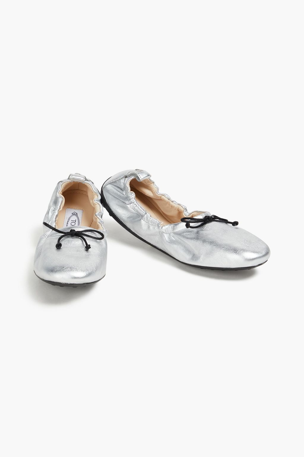 TOD'S レザー バレリーナシューズ メタリック