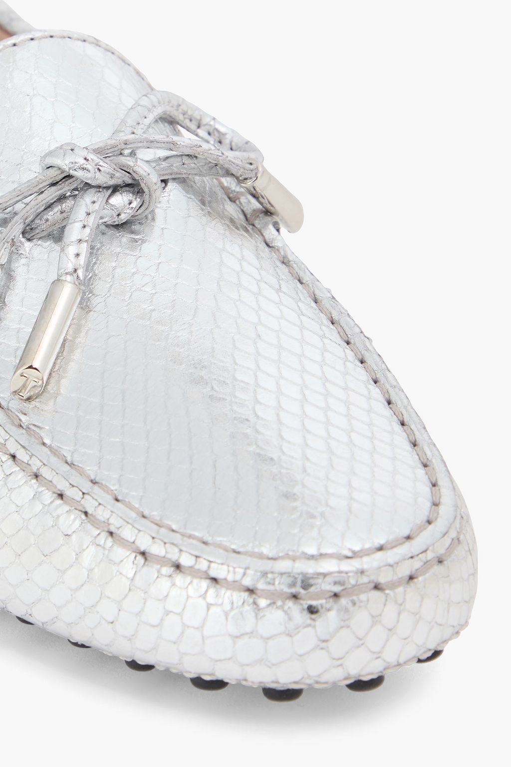 TOD'S リザード風レザー ローファー メタリック
