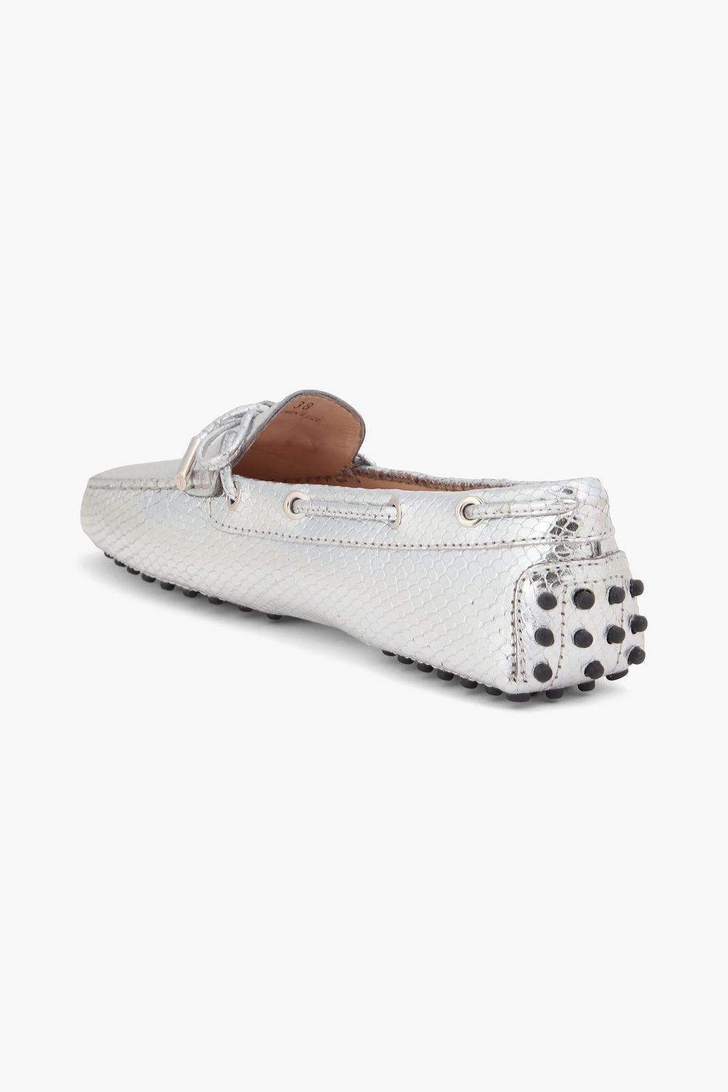TOD'S リザード風レザー ローファー メタリック