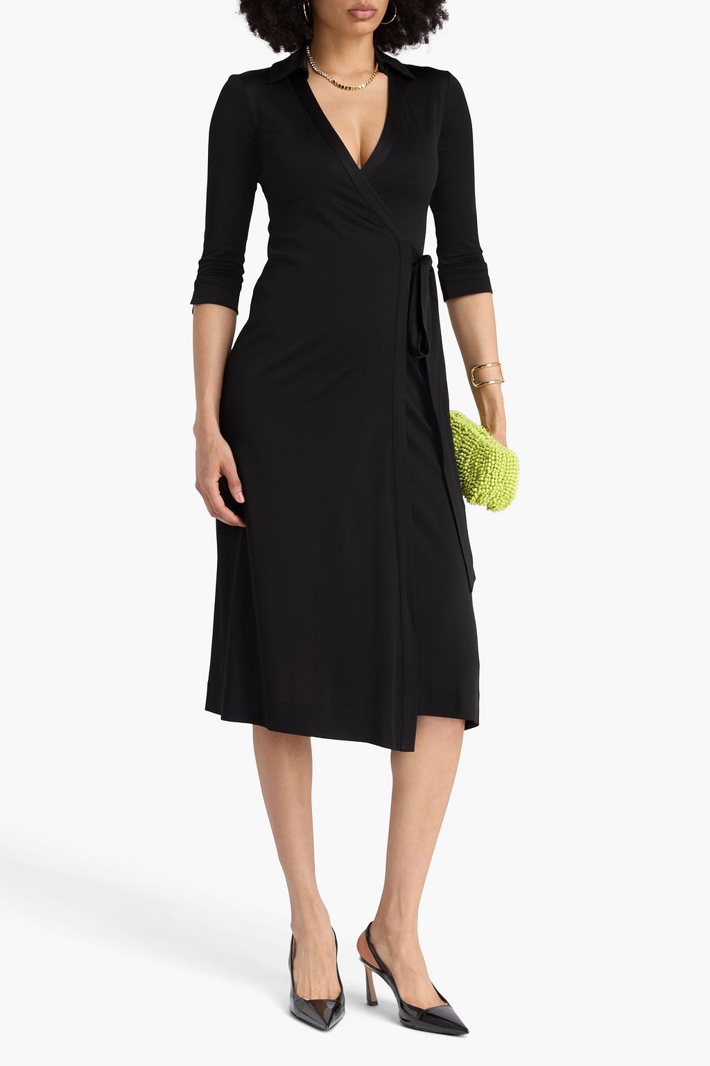 DIANE VON FURSTENBERG Abigail satin-jersey midi wrap dress