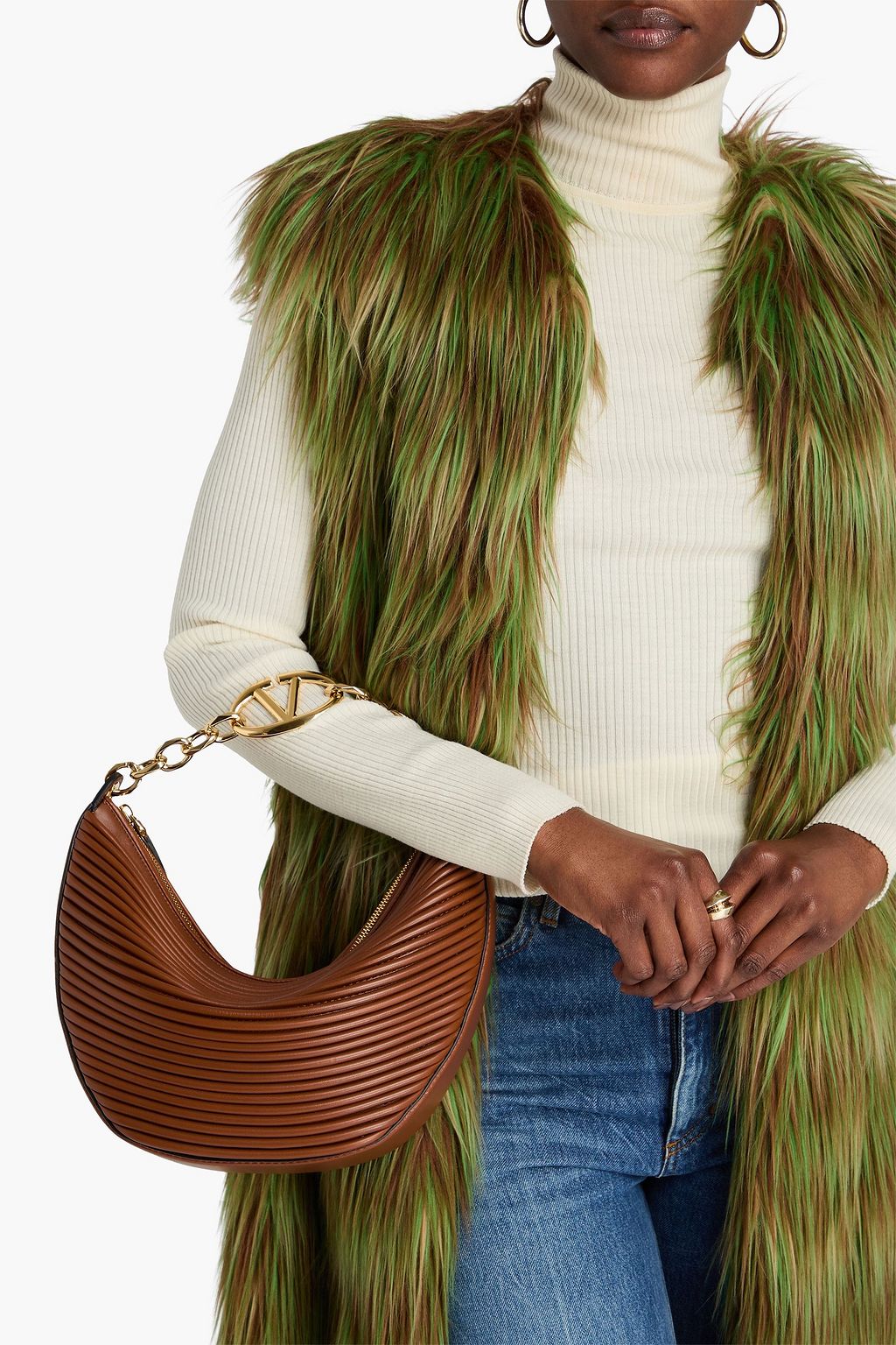 VALENTINO GARAVANI VLOGO Moon ribbed leather shoulder bag