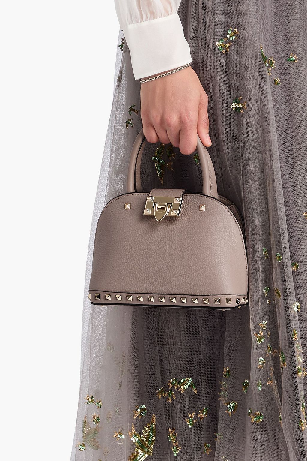 VALENTINO GARAVANI Rockstud pebbled-leather tote