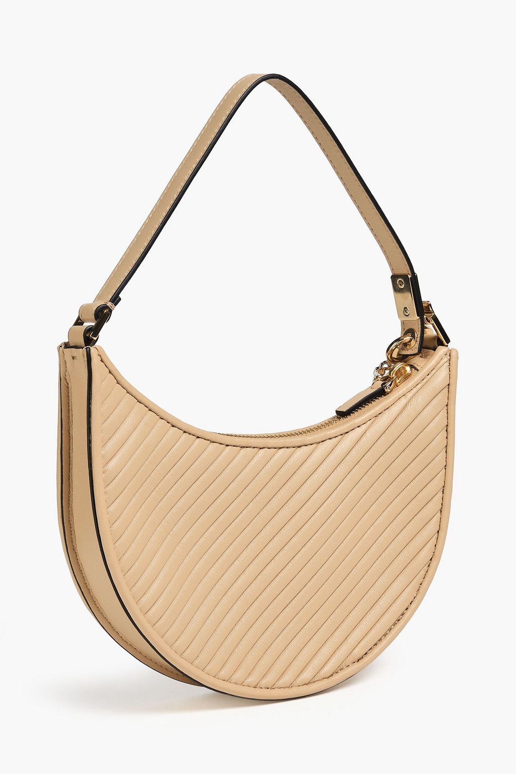 VALENTINO GARAVANI حقيبة كتف مون من الجلد المضلع مزينة بشعار على شكل حرف V