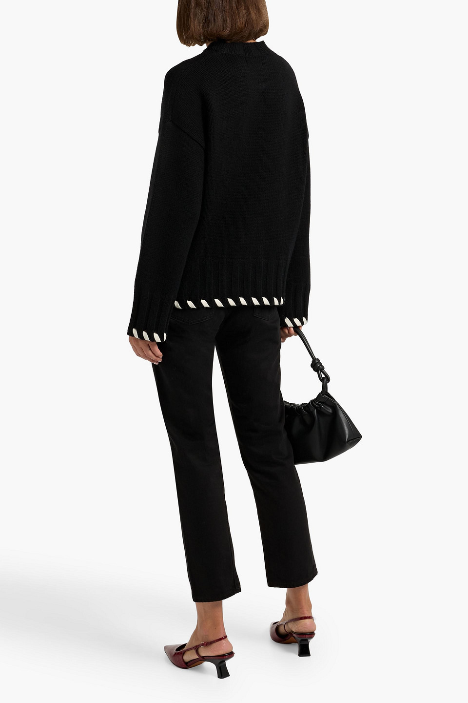 Naadam Whipstitched Wool And Cashmere-blend Sweater In Black