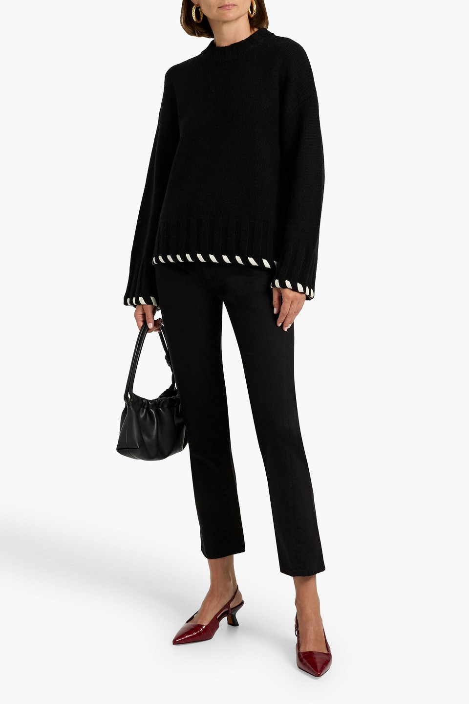 Naadam Whipstitched Wool And Cashmere-blend Sweater In Black