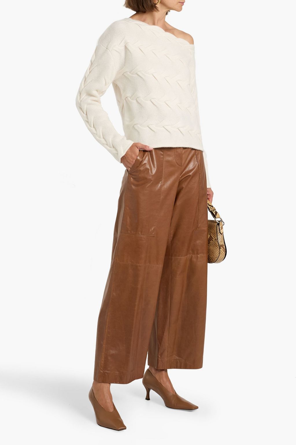 NAADAM Off-the-shoulder cable-knit cashmere sweater