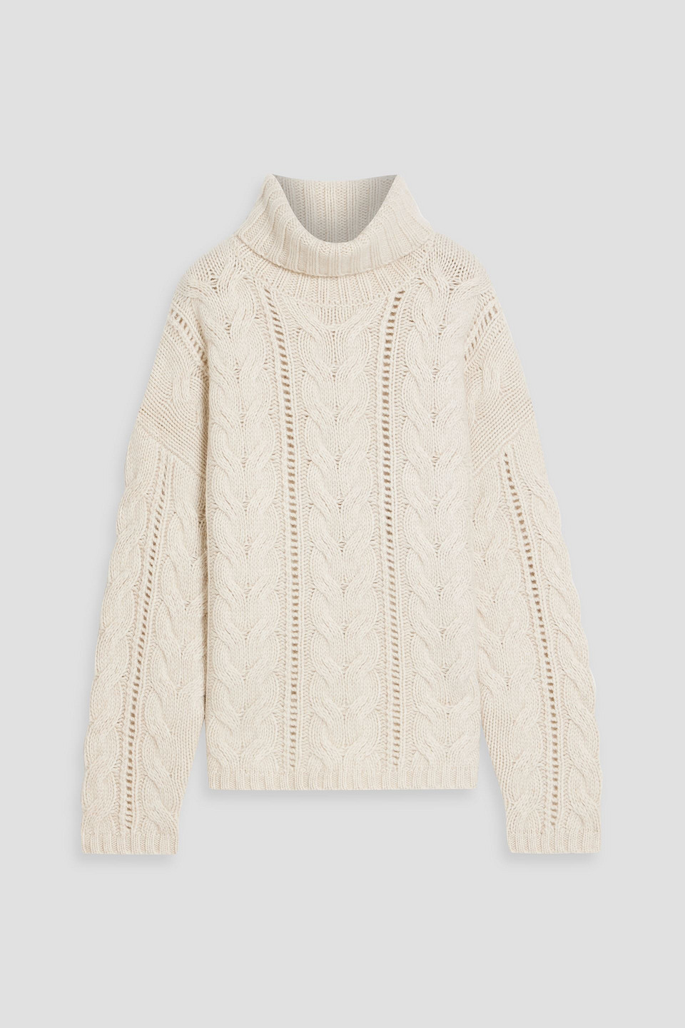 Naadam Cable-knit Wool And Cashmere-blend Turtleneck Sweater In Neutral
