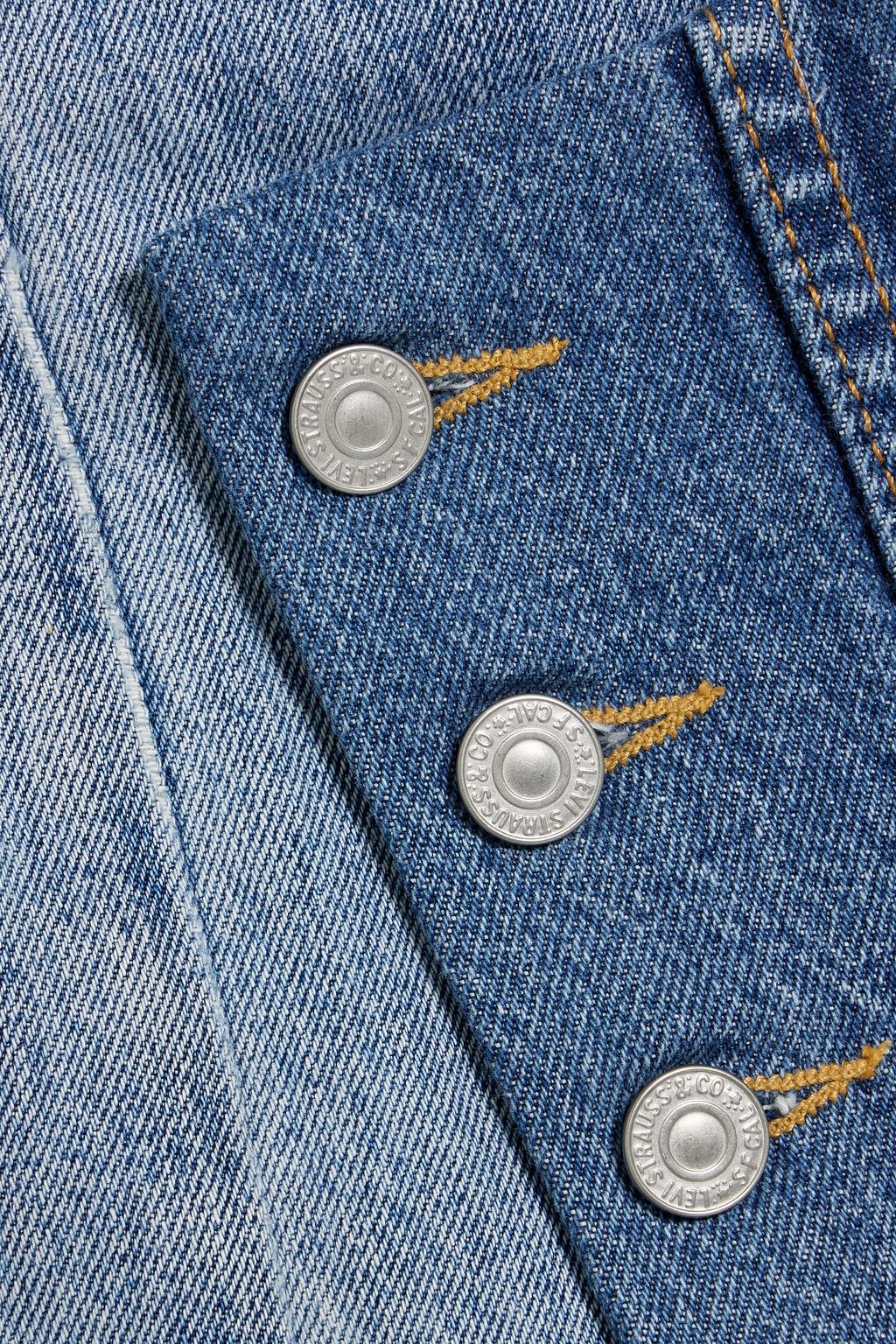 RE/DONE WITH LEVI'S Frayed denim mini wrap skirt