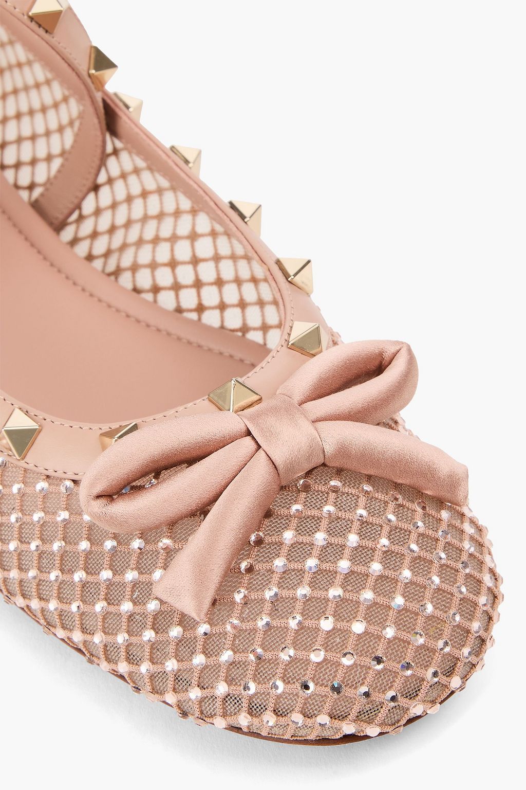VALENTINO GARAVANI Rockstud メッシュ バレリーナシューズ クリスタル付き