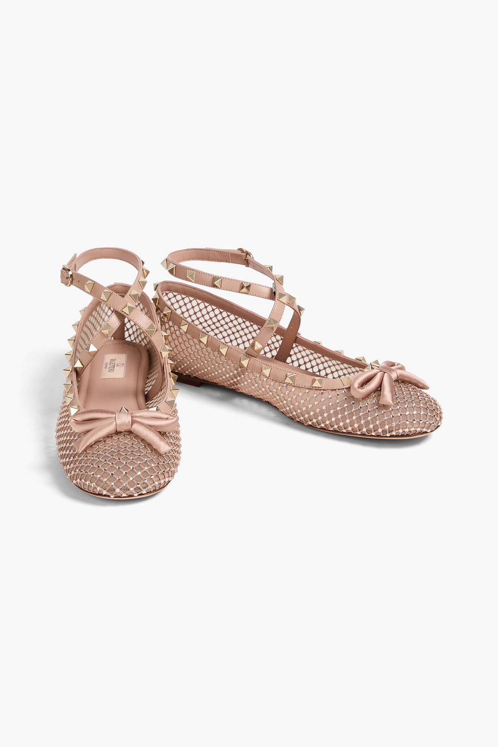 VALENTINO GARAVANI Rockstud メッシュ バレリーナシューズ クリスタル付き