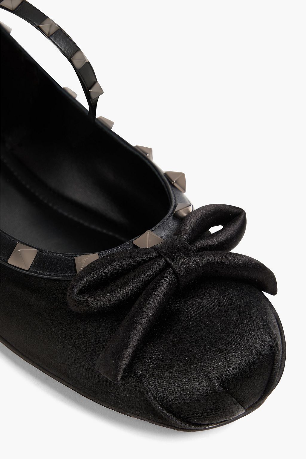 VALENTINO GARAVANI Rockstud サテン バレリーナシューズ レザートリム