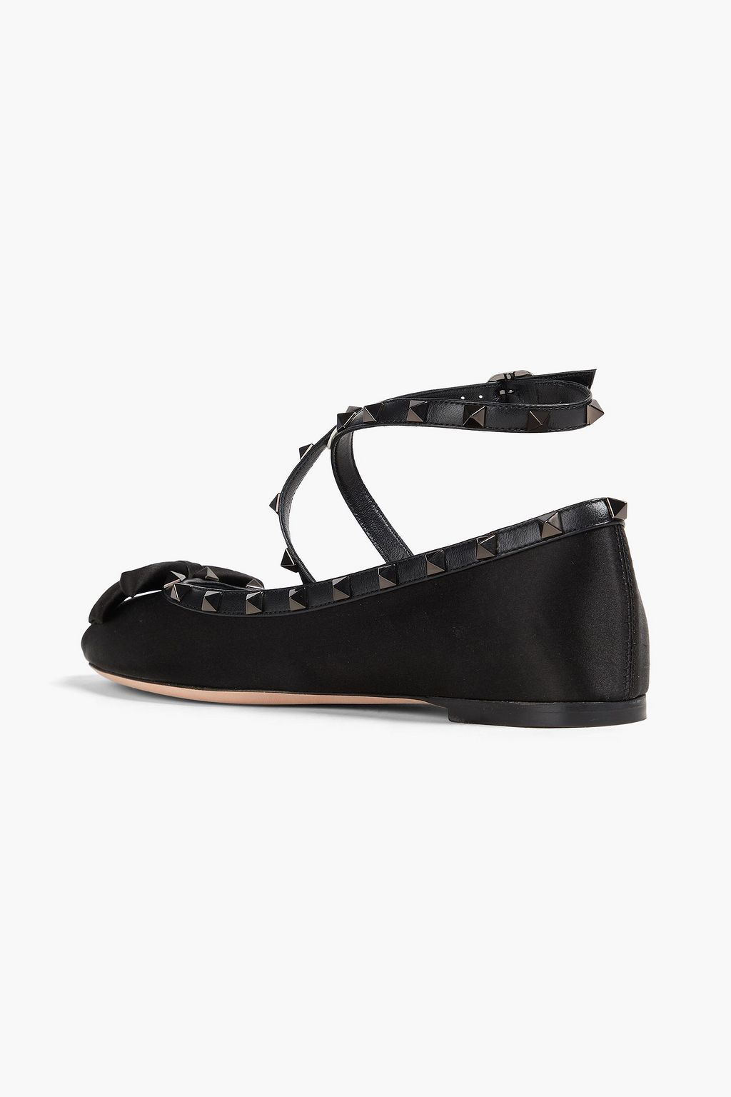 VALENTINO GARAVANI Rockstud サテン バレリーナシューズ レザートリム
