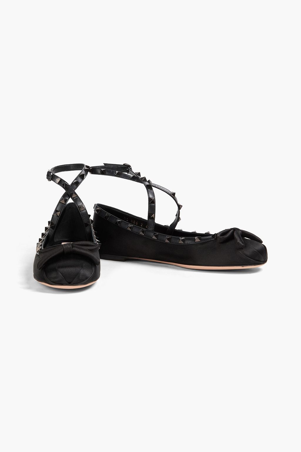 VALENTINO GARAVANI Rockstud サテン バレリーナシューズ レザートリム