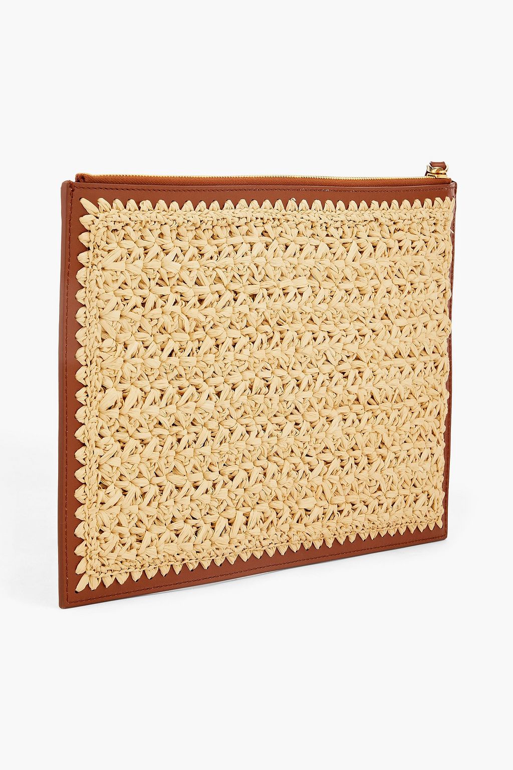 VALENTINO GARAVANI VLOGO leather-trimmed raffia pouch