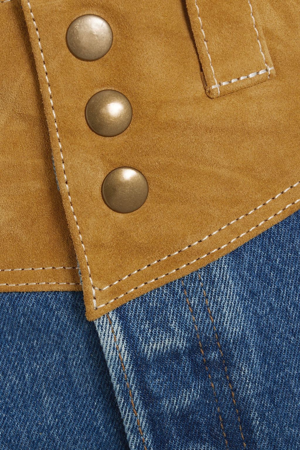 RE/DONE WITH LEVI'S Suede-paneled denim mini skirt