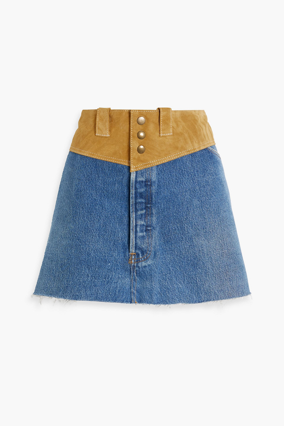 Re/done With Levi's Suede-paneled Denim Mini Skirt