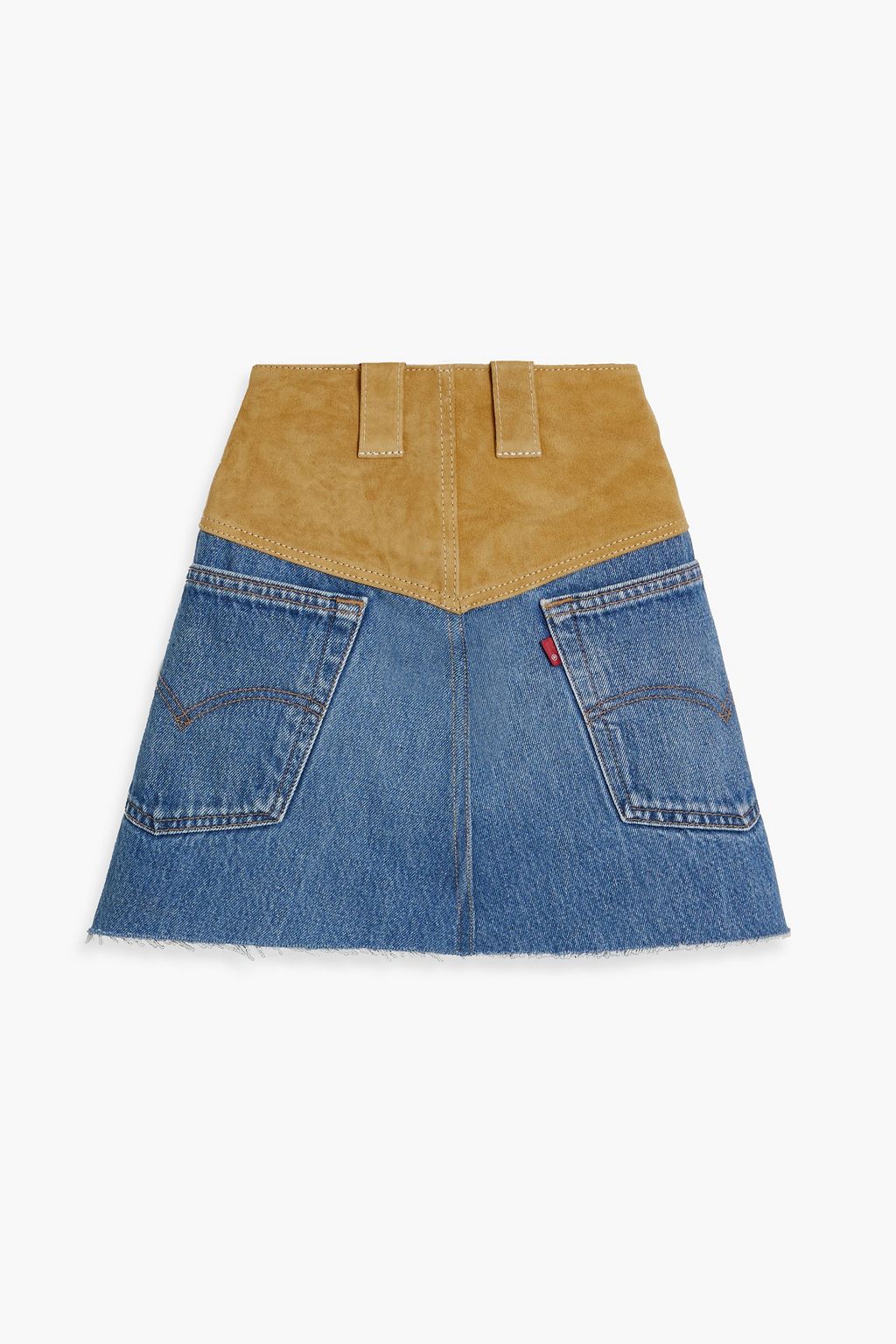 RE/DONE WITH LEVI'S Suede-paneled denim mini skirt
