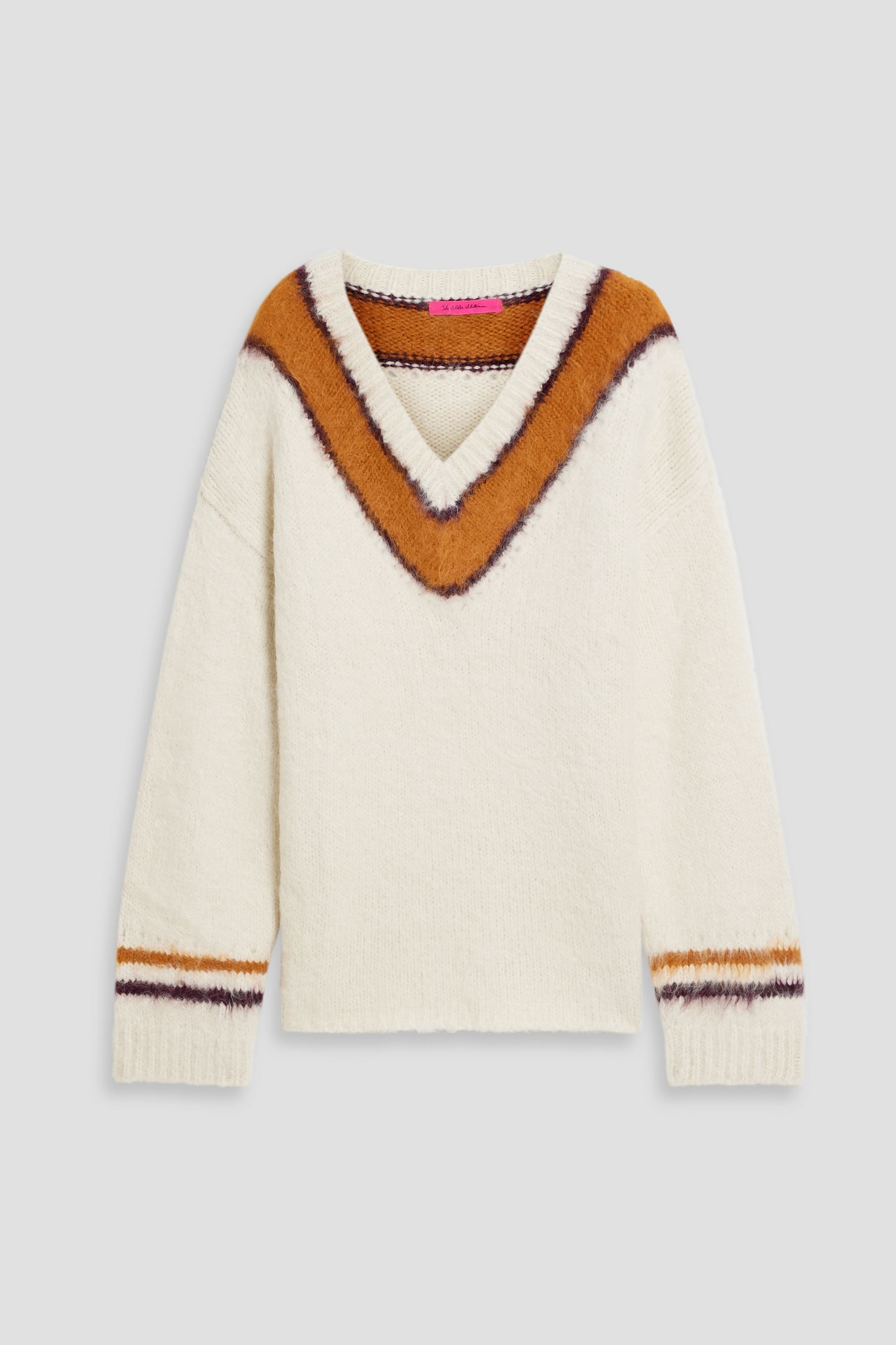 The Elder Statesman - Big Varsity Stripe alpaca-blend sweater | Plush