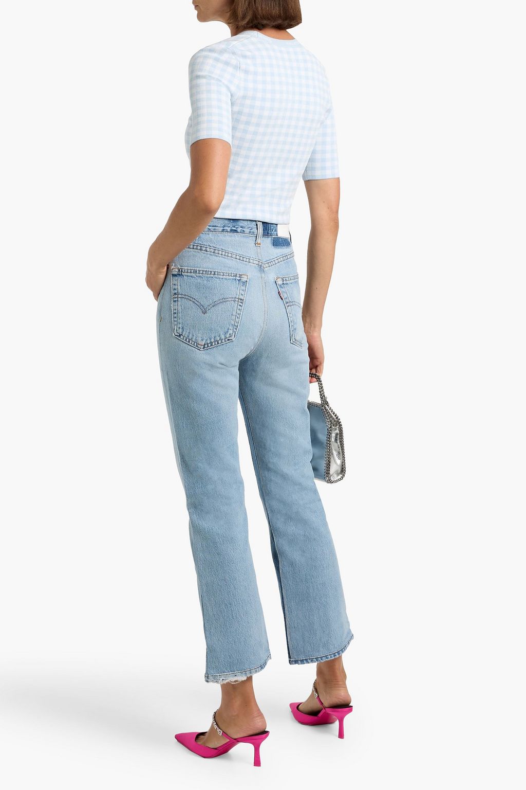 RE/DONE WITH LEVI'S Distressed high-rise straight-leg jeans