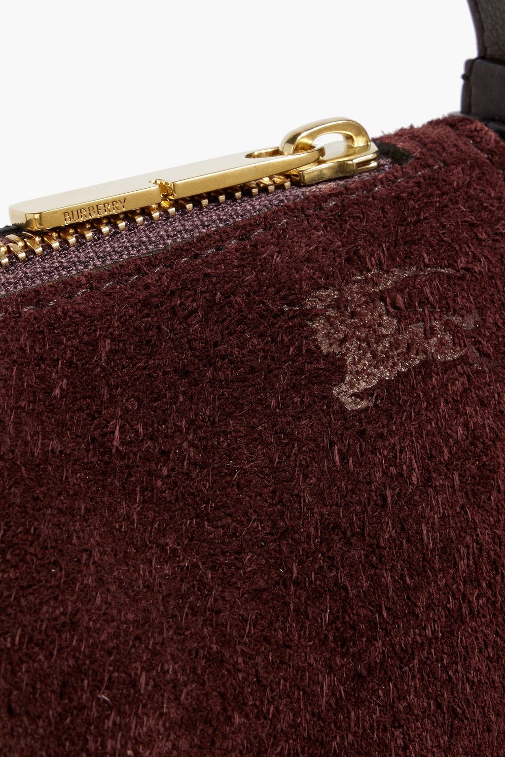 BURBERRY Large embellished leather-trimmed suede shoulder bag