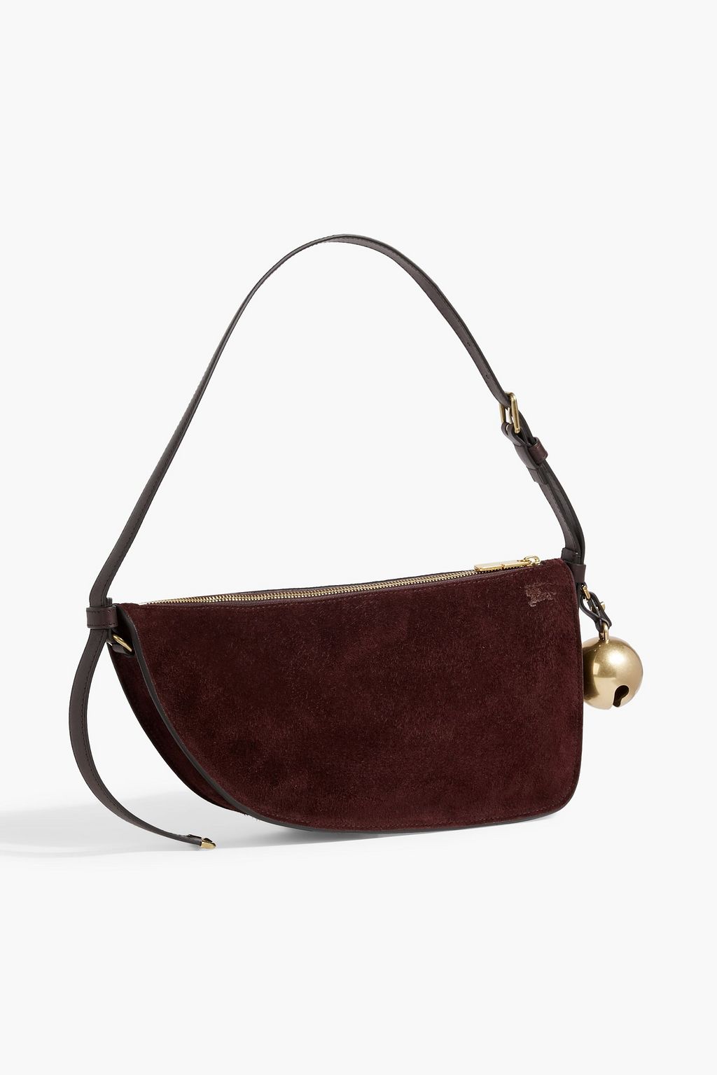 BURBERRY Large embellished leather-trimmed suede shoulder bag