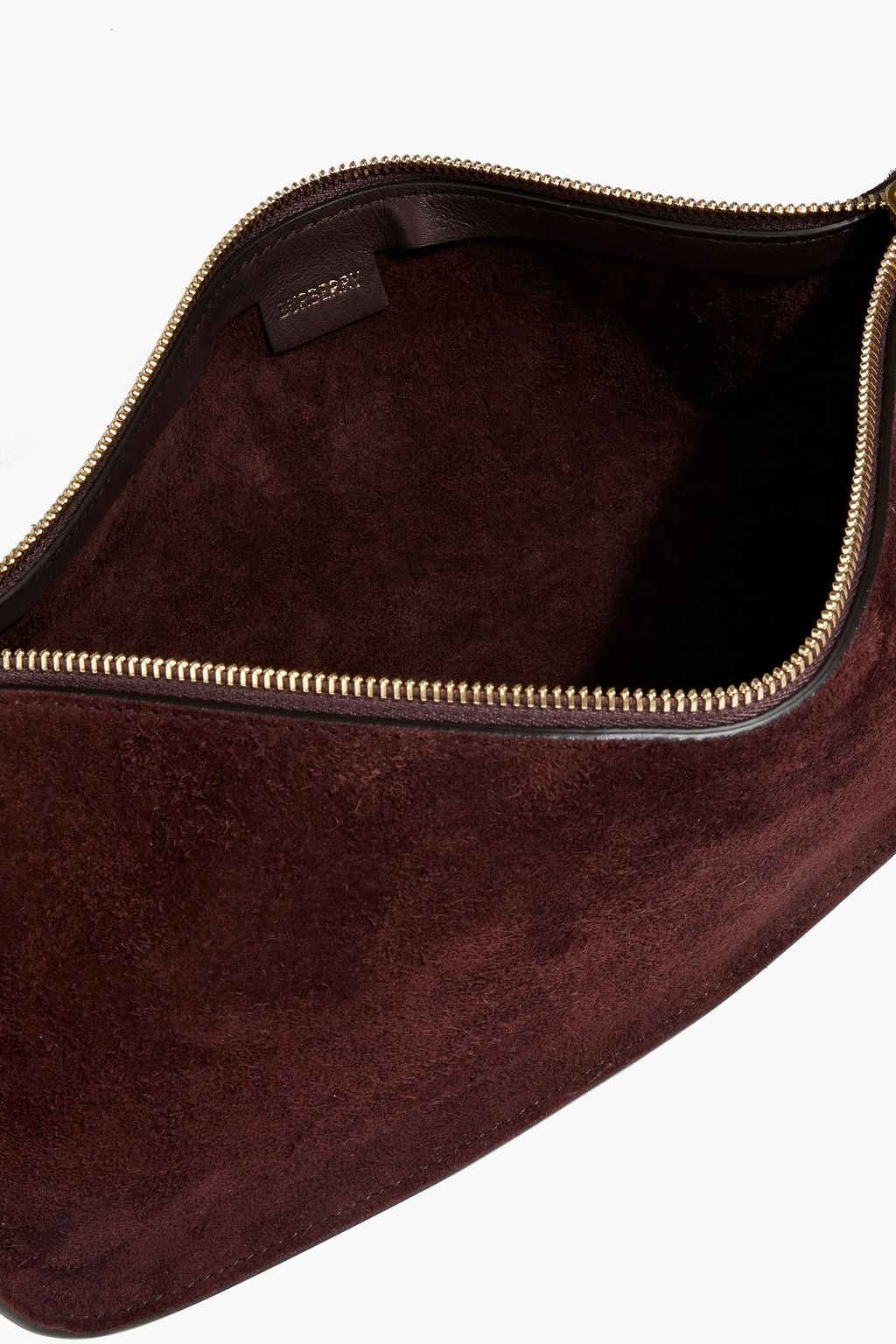 BURBERRY Large embellished leather-trimmed suede shoulder bag