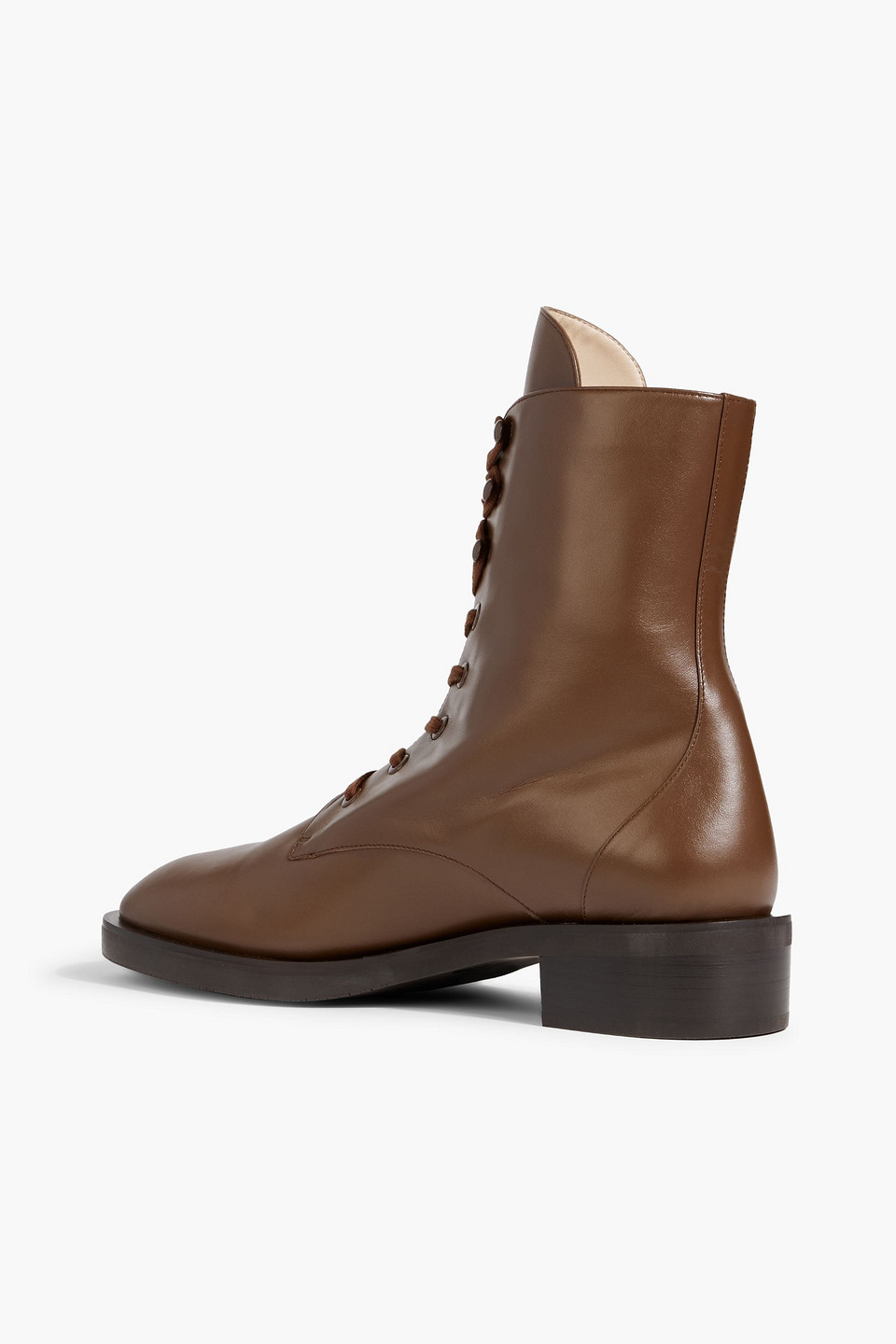Stuart Weitzman Sondra Leather Combat Boots In Brown