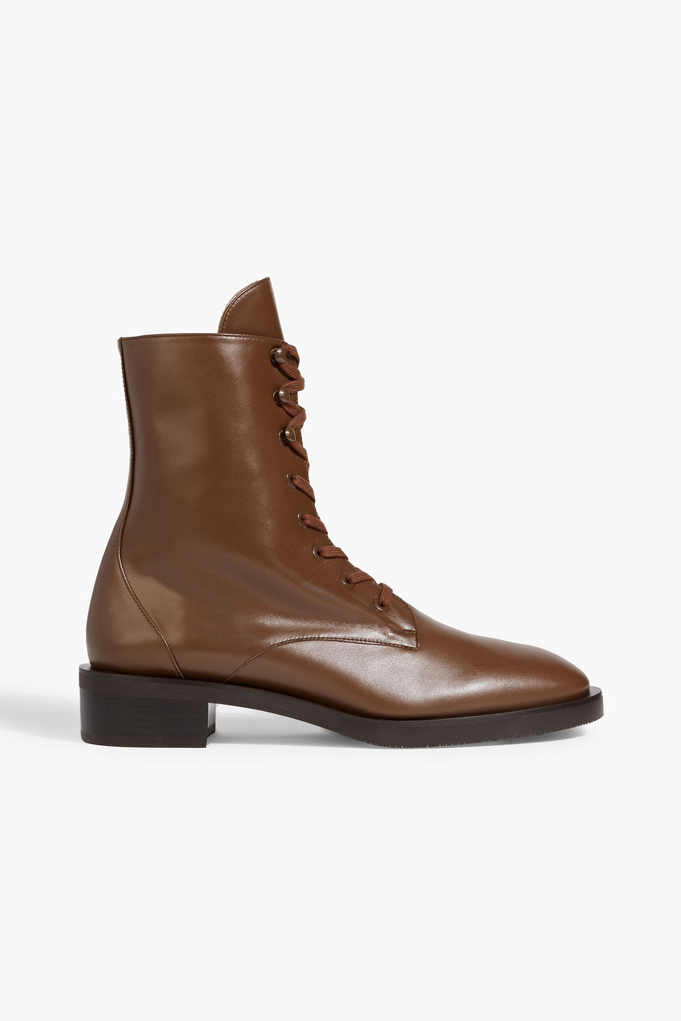 Stuart Weitzman Sondra Leather Combat Boots In Brown