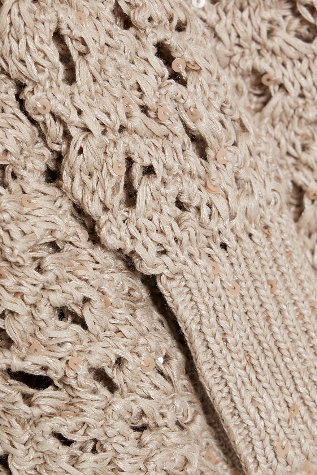 BRUNELLO CUCINELLI Sequin-embellished open-knit cotton, linen and silk-blend sweater