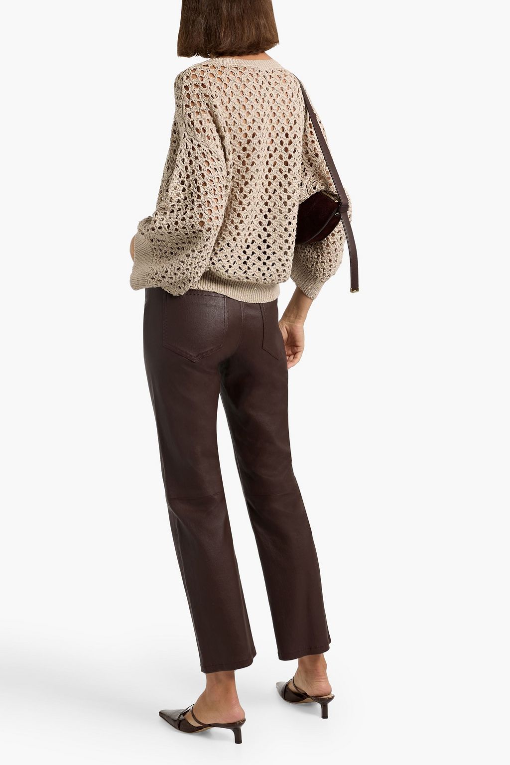 BRUNELLO CUCINELLI Sequin-embellished open-knit cotton, linen and silk-blend sweater