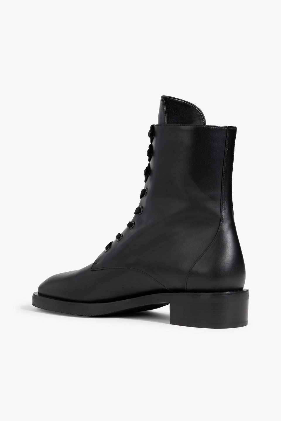 Stuart Weitzman Sondra Leather Combat Boots In Black