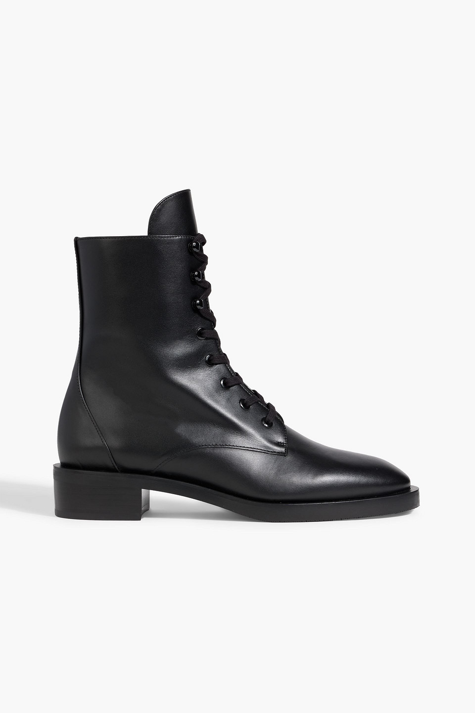 Stuart Weitzman Sondra Leather Combat Boots In Black