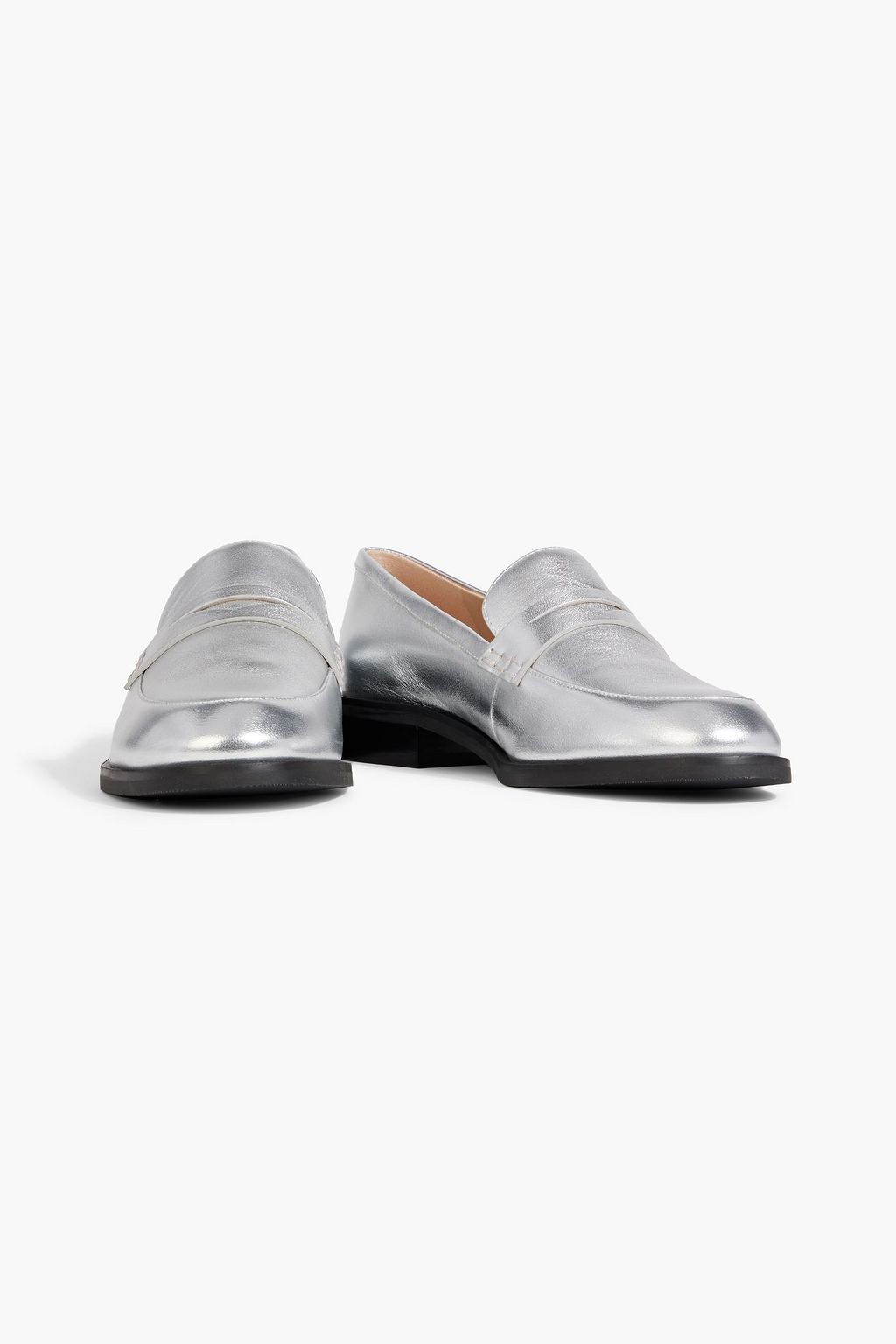 STUART WEITZMAN Emi metallic leather loafers