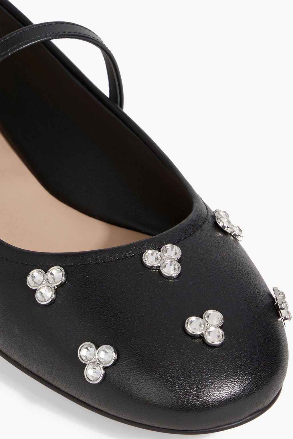 STUART WEITZMAN Tammy crystal-embellished leather ballet flats