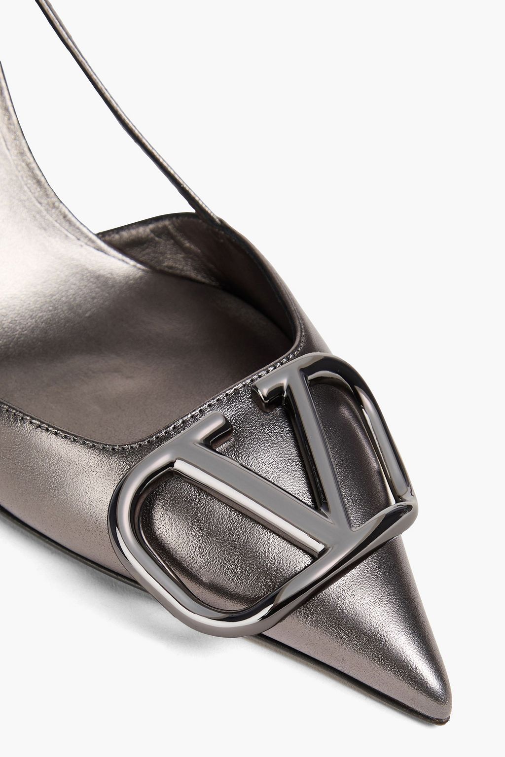 VALENTINO GARAVANI VLOGO レザー スリングバックパンプス メタリック