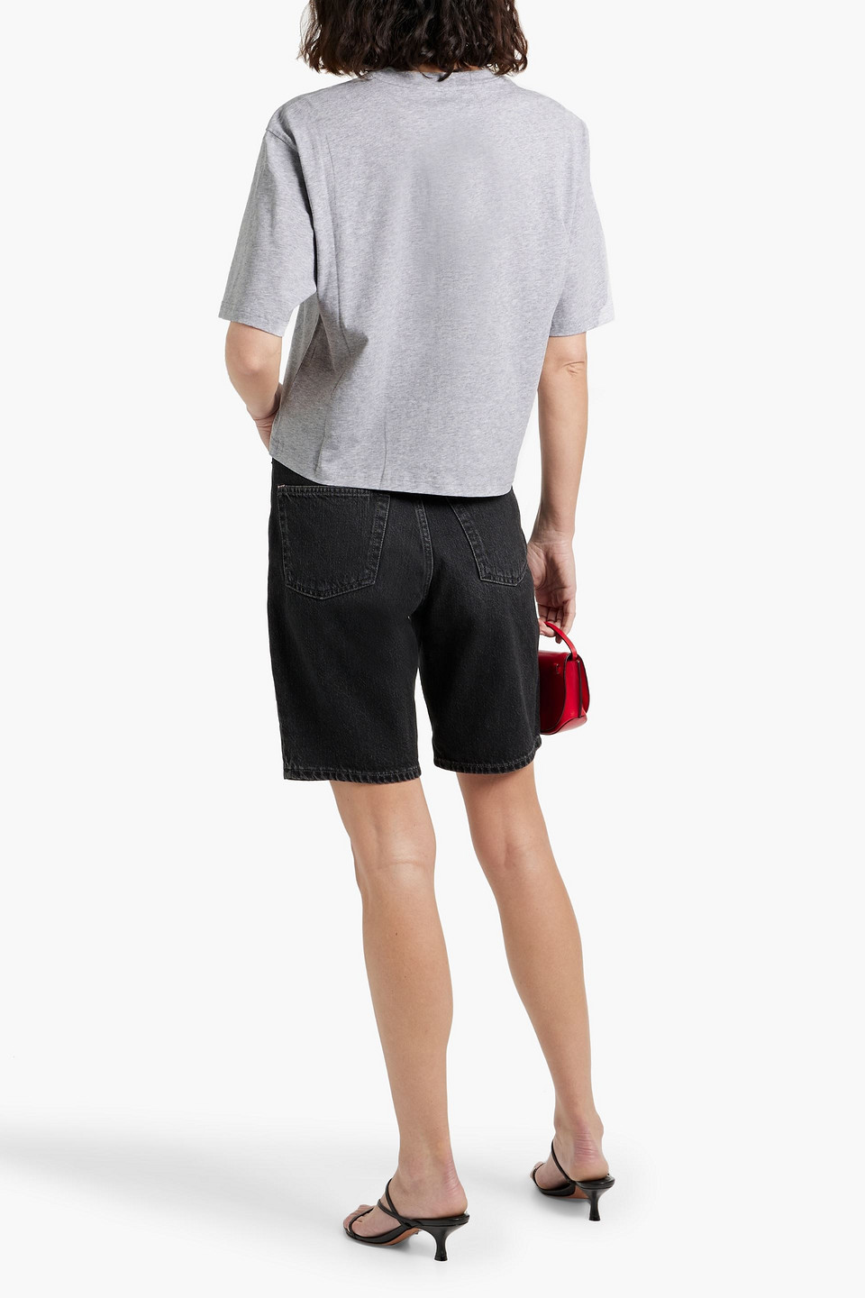 Moschino Printed Cotton-jersey T-shirt In Gray