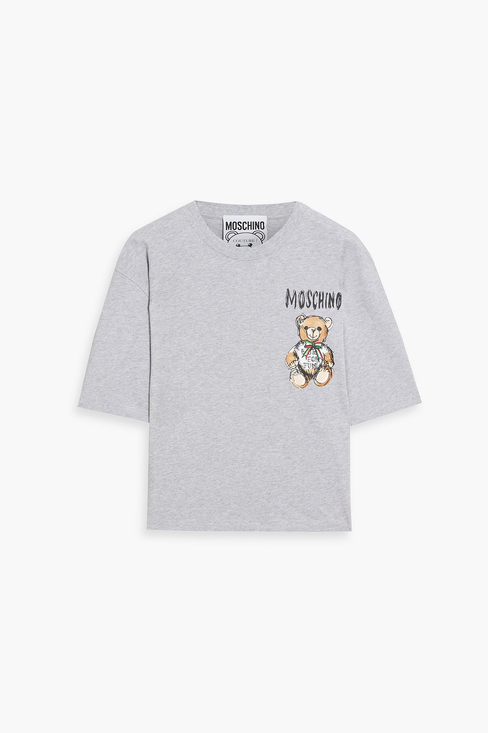 Moschino Printed Cotton-jersey T-shirt In Gray
