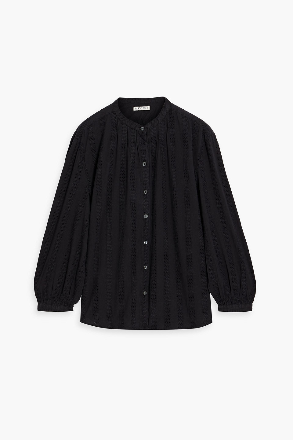 Alex Mill Cari Pintucked Cotton-jacquard Blouse In Black