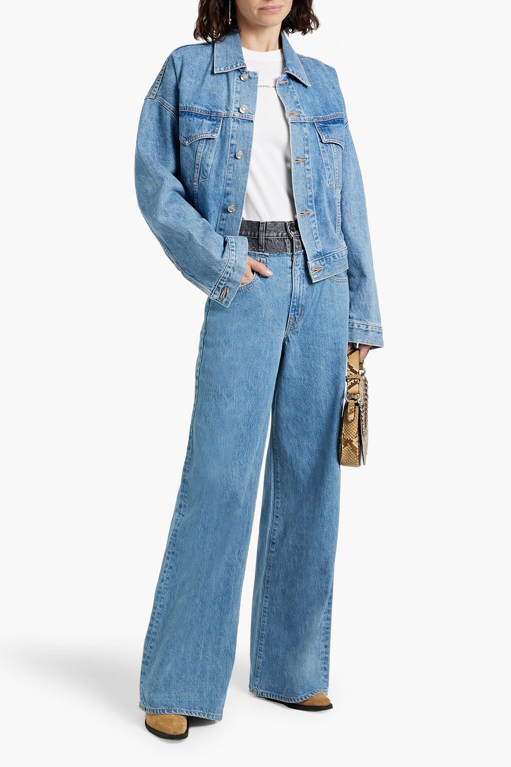 SLVRLAKE Paneled high-rise wide-leg jeans