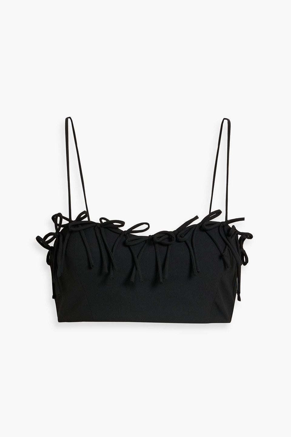 Ganni Bow-detailed Crepe Bra Top In Black