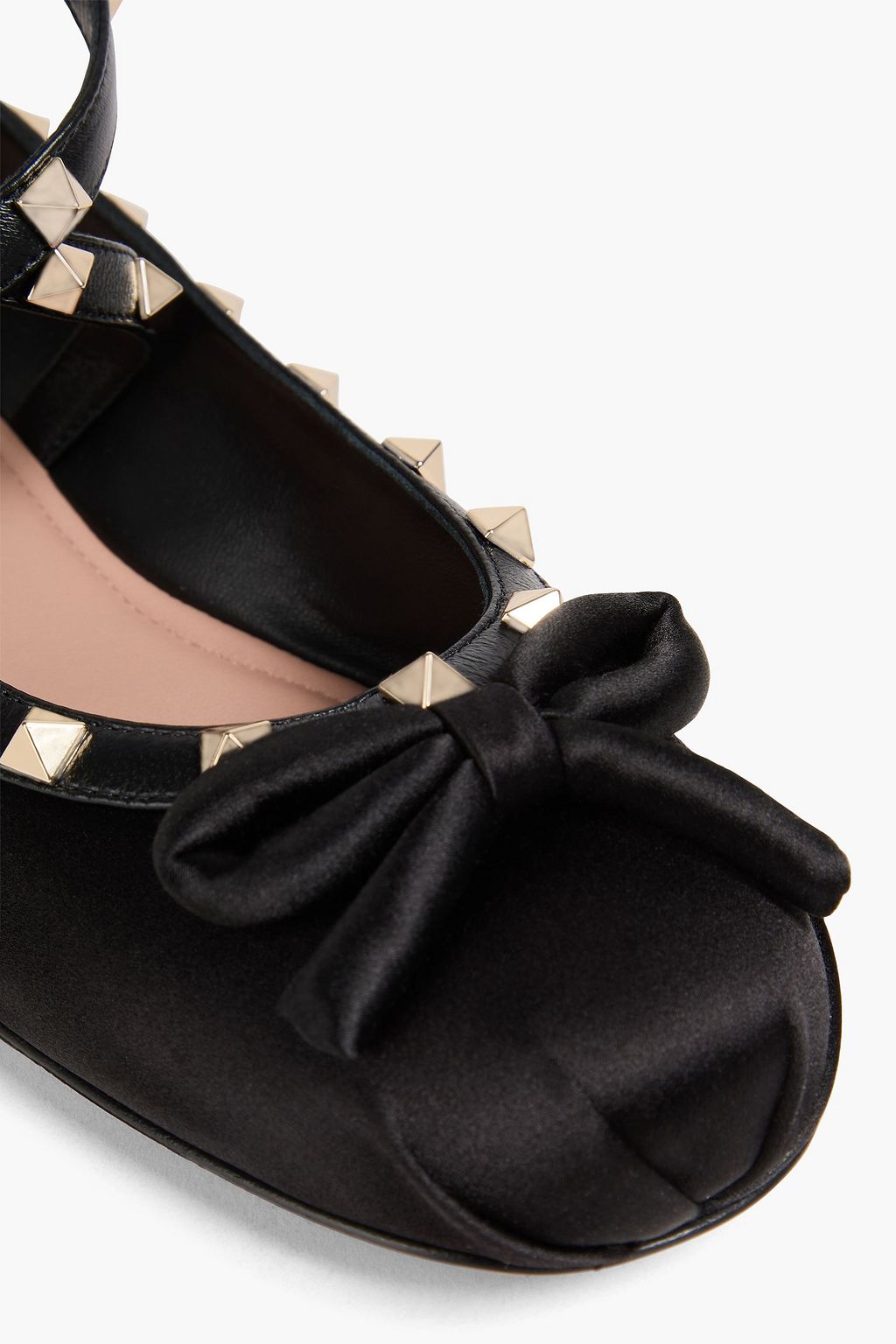 VALENTINO GARAVANI Rockstud サテン バレリーナシューズ レザートリム